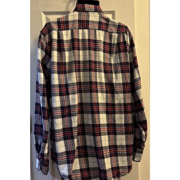 Red/ White/ Blue Plaid Long Sleeve Izod Shirt Size Large - Picture 4 of 7